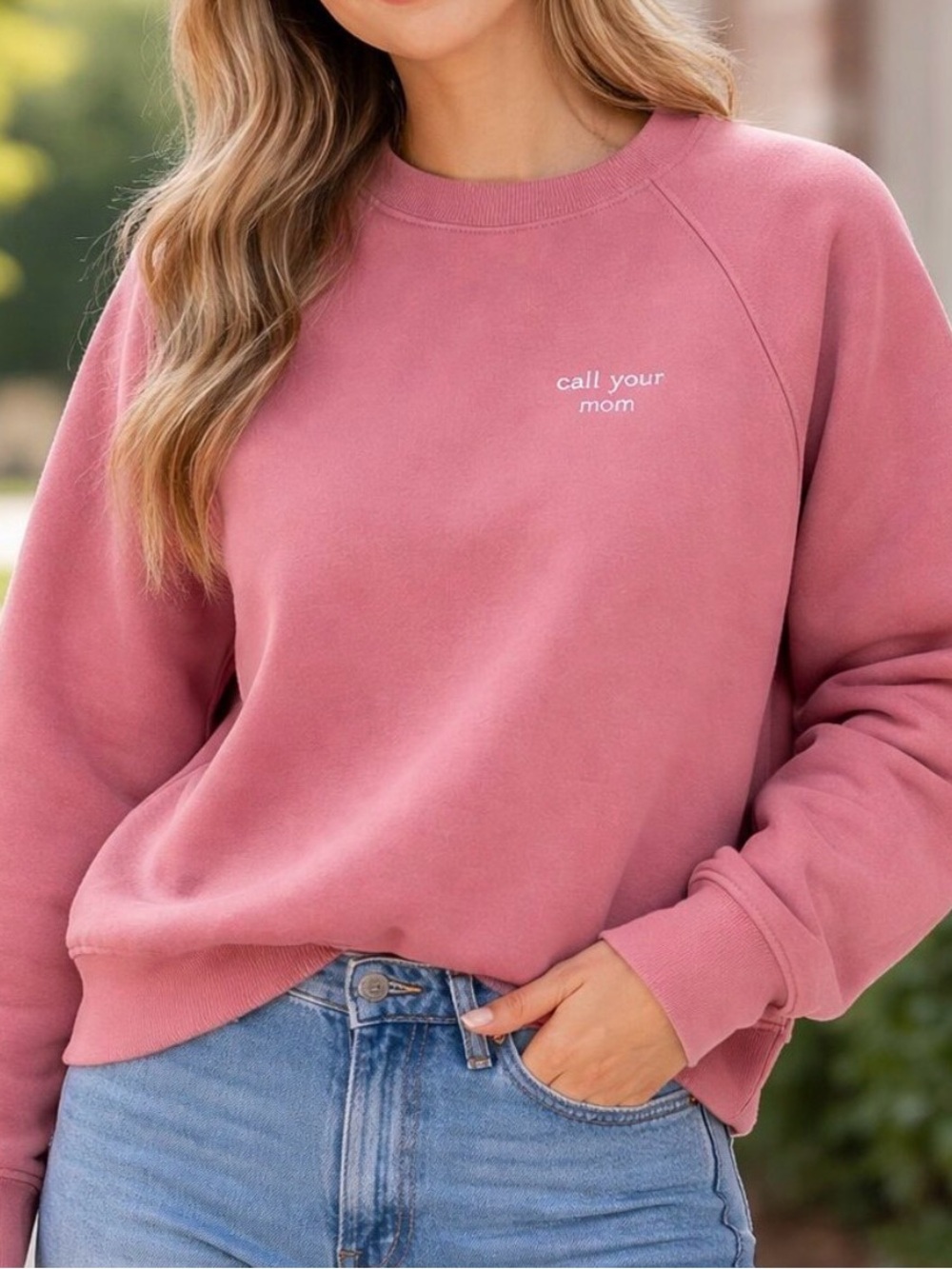 Brunette The Label Dusty Rose 'Call Your Mom' Crewneck Sweatshirt
